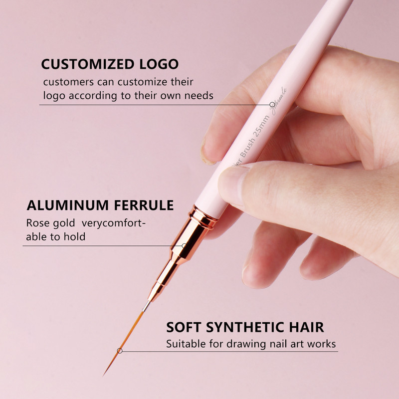 Eval Nail Art Brushes Nailono plaukų Nagų šepetėlis Akrilo įdėklų šepetėlis Nagų dažymui Šepečiai UV gelio dažymo rašiklis manikiūro įrankis