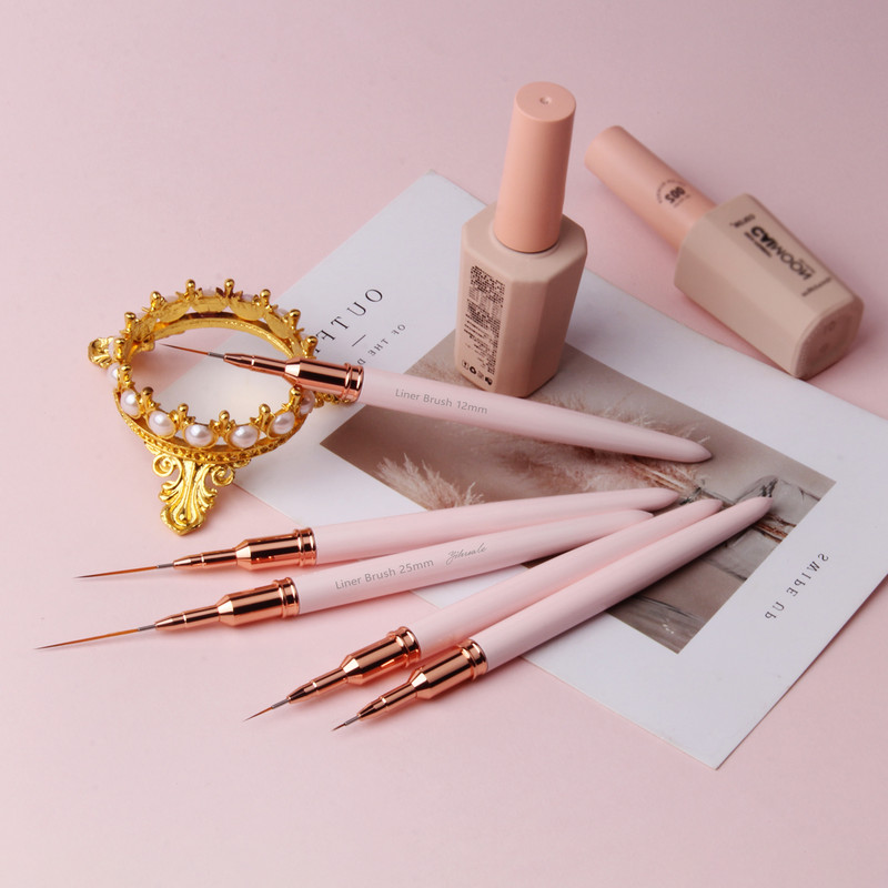 Eval Nail Art Brushes Nailono plaukų Nagų šepetėlis Akrilo įdėklų šepetėlis Nagų dažymui Šepečiai UV gelio dažymo rašiklis manikiūro įrankis