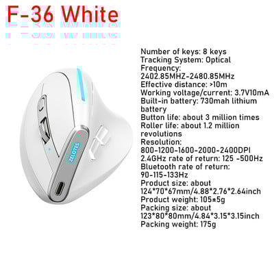 ZELOTES F-26C Ergonomiška vertikali pelė 2.4G belaidė kompiuterinė žaidimų pelė USB optinė pelė 3200DPI Gamer Mause skirta nešiojamam kompiuteriui