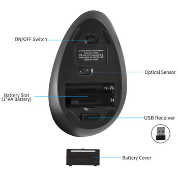 CHYI 2.4 Ghz Безжична мишка Ергономична вертикална мишка 1600 DPI Оптична USB мишка Геймър Цветни светли офис мишки за лаптопи