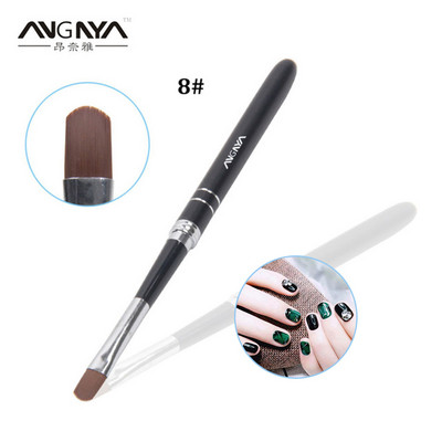 ANGNYA Single Nail Art UV gelio lako dažų šepetėlis, dydis 4#6#8#10# Ovali nailono galvutė juoda metalinė rankena manikiūro nagų dailės įrankiai A035