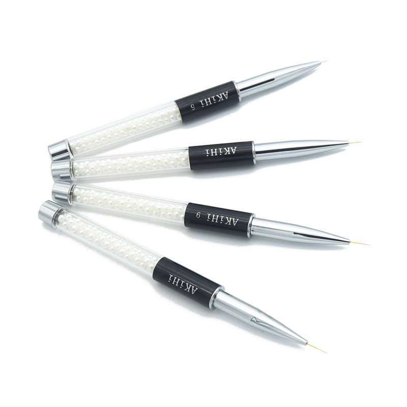AKiHi Nail Thin Liners Pen UV gelis Tapyba Piešimo šepečiai Nagų dailės Linijos įrankiai su dangteliu