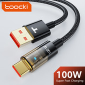 Toocki 100W C tipa kabelis īpaši ātras uzlādes vads USB kabelis mobilā tālruņa datu līnija Huawei Nova 10 Pro Honor 70Pro 6A USBC kabelim