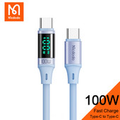 Mcdodo 100W USB C iki C tipo kabelis 5A PD skaitmeninis ekranas silikono gelio laidas, skirtas Xiaomi Samsung Macbook iPad duomenų perdavimo laidui