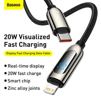 Baseus PD 20W USB C кабел за iPhone 12 11 Pro Max Xs X Бързо зареждане USB тип C за iPhone iPad Mini Air Data Cable Кабел за кабел