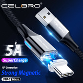 5A magnetinis kabelis, C tipo kabelis, itin greitas įkrovimas, skirtas Huawei P40 Pro P20 Lite Samsung S20 Ultra Microusb Magnet USB Kabel Cavo