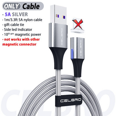 5A magnetinis kabelis, C tipo kabelis, itin greitas įkrovimas, skirtas Huawei P40 Pro P20 Lite Samsung S20 Ultra Microusb Magnet USB Kabel Cavo