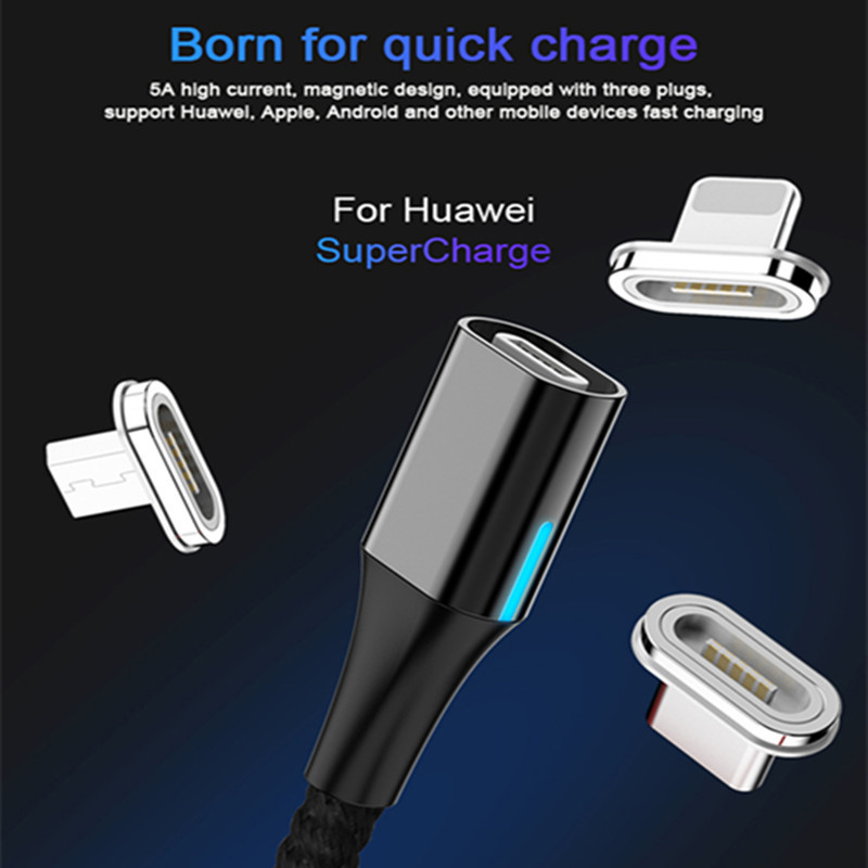 5A magnetinis kabelis, C tipo kabelis, itin greitas įkrovimas, skirtas Huawei P40 Pro P20 Lite Samsung S20 Ultra Microusb Magnet USB Kabel Cavo