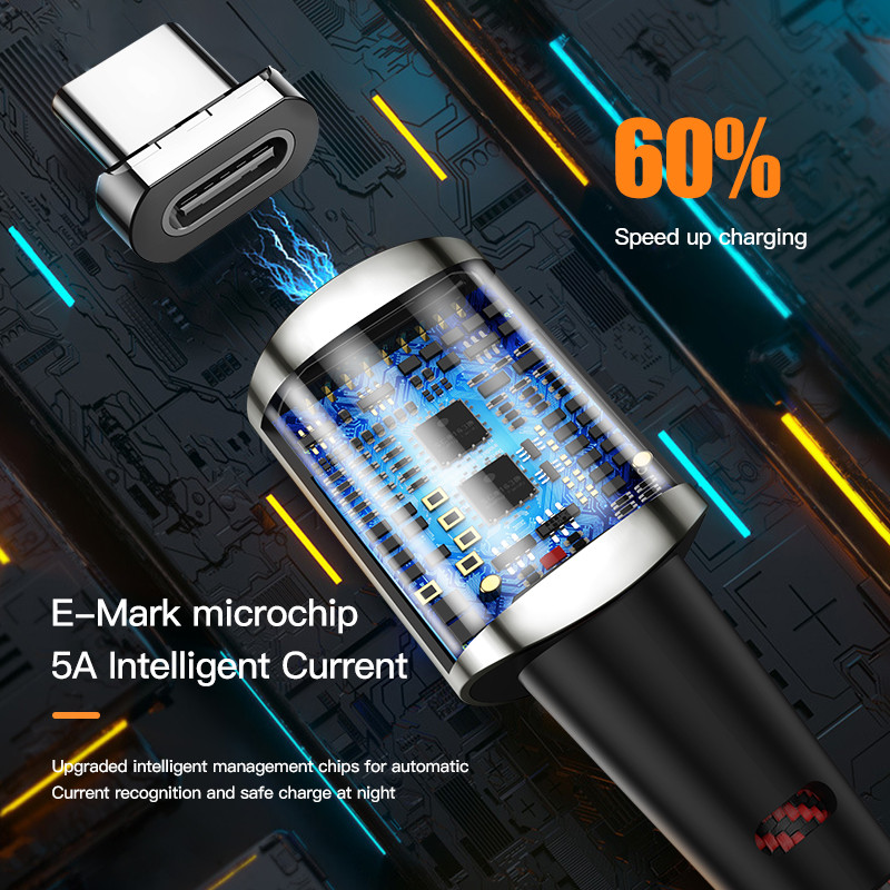 KUULAA PD 100W USB tipo C iki C tipo laidas, skirtas Xiaomi Mi 10t Pro POCO x3 Magnetic 5A greito įkrovimo laidas, skirtas MacBook Pro laidui