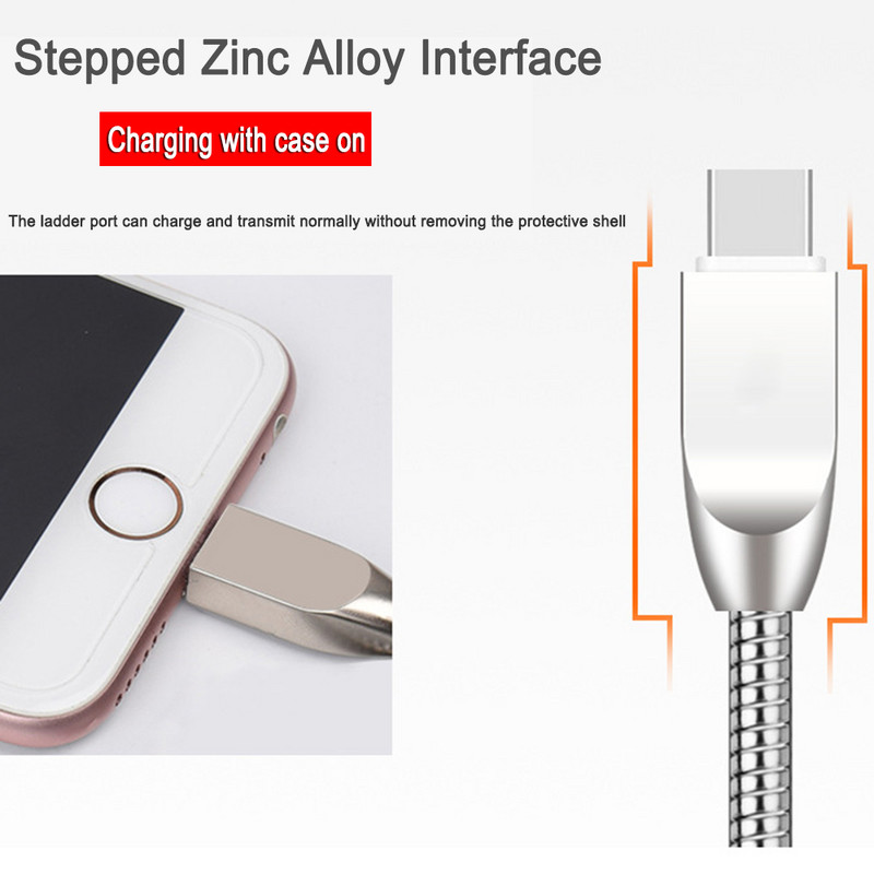 BAECOAR Aliaj de zinc 3A Cablu USB tip C Sârmă de încărcare Micro USB Arc metalic pentru iPhone Samsung Huawei Xiaomi Cablu de încărcare rapidă