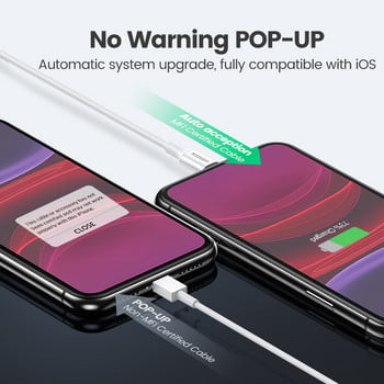 Ugreen MFI Certified USB Lightning Cable зарядно за iPhone 13 12 11 xs xr 8 7 6s plus 5se Apple ipad бързо зареждане на данни 20 см 1 м