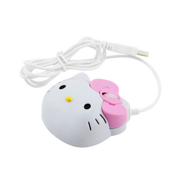 Кабелна сладка мишка Cartoon Hallo Kitty удобна Mause Creative Cat Ergonomic Girl USB мишки Розов подарък за лаптоп/PC/MAC/компютър