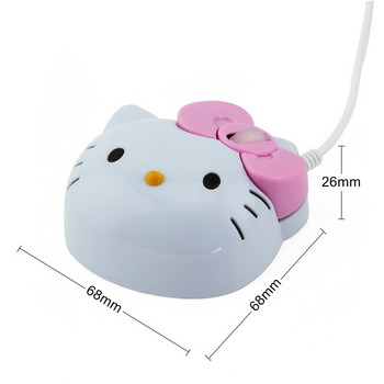 Кабелна сладка мишка Cartoon Hallo Kitty удобна Mause Creative Cat Ergonomic Girl USB мишки Розов подарък за лаптоп/PC/MAC/компютър