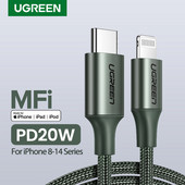 Cablu USB C la Lightning UGREEN MFi 20W PD pentru iPhone 14 13 12 11 Pro Max Încărcare rapidă tip C cablu de date Încărcător telefon pentru iPad