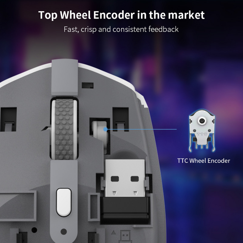 Mouse de gaming Delux M820DC PAW3335 cu fir + wireless + Bluetooth 80 de milioane de clicuri 16000 DPI RGB Mouse reîncărcabil pentru computere