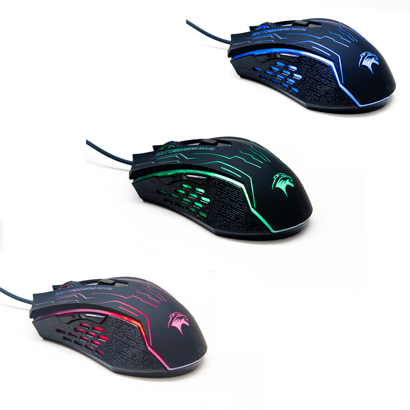 Mouse de joc cu fir USB cu clic liniștit de 3200 DPI Ergonomie pentru jucători Mouse optic cu 6 butoane pentru PC Mac Joc pentru laptop LOL Dota 2