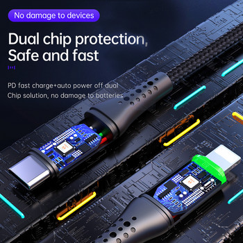 Mcdodo 36w USB Type C Pd Auto Disconnect Cable For Iphone Lightning 12 11 Pro Max X Xr Xs Max 8 Fast Charge Usb C Led Data Cable