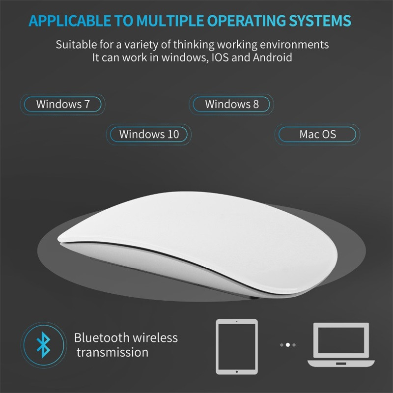 Mouse fără fir magic Bluetooth 5.0, rolă tactilă silențioasă, reîncărcabilă, 1600 DPI, șoareci de computer ultra subțiri pentru laptop Apple Mac PC