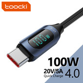 Cablu Toocki PD 100W USB C la tip C Afișaj LED Cablu USB-C tip C 66W Cablu de încărcare a telefonului pentru MacBook Xiaomi POCO Samsung S22
