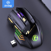 RYRA uzlādējams bezvadu peles atskaņotājs datoru RGB spēļu pelēm Bluetooth 2.4G USB peles klusas ergonomiskas peles klēpjdatoram