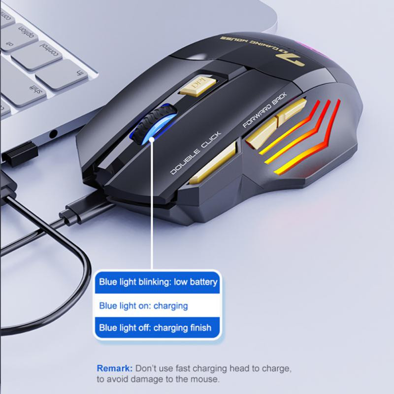 RYRA Nabíjateľná bezdrôtová herná myš pre počítač RGB herné myši Bluetooth 2.4G USB myš Tichá ergonomická myš pre notebook PC