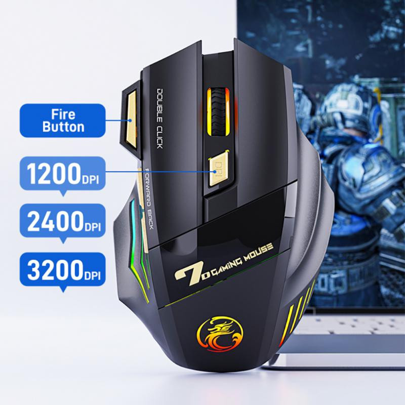 RYRA Nabíjateľná bezdrôtová herná myš pre počítač RGB herné myši Bluetooth 2.4G USB myš Tichá ergonomická myš pre notebook PC