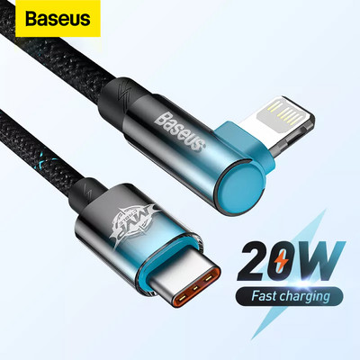 „Baseus“ 20 W alkūninis USB laidas skirtas „iPhone 13 12 11 Pro Max Xs X 8 Plus“ laidas Greito įkrovimo laidas žaidimų įkrovikliui.