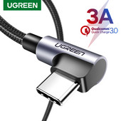 Ugreen 3A USB Type C kábel Samsung Galaxy Z S21 Huawei Quick Charge 3.0 USB C gyorstöltő kábel játékhoz USB-C vezetékes kábel