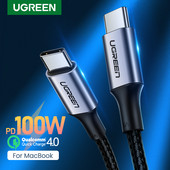 Ugreen kábel USB typu C na USB C pre Samsung Galaxy S9 PD 100W rýchlonabíjací kábel pre Macbook s podporou rýchleho nabíjania Quick Charge 4.0 USB kábel