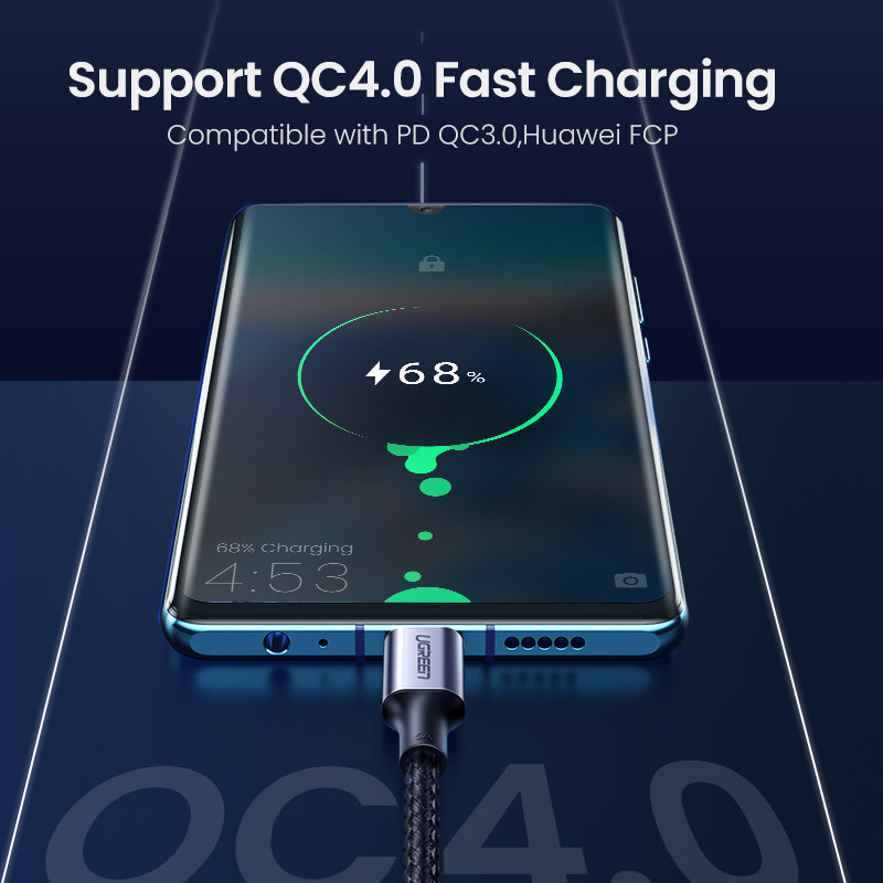 Ugreen kábel USB typu C na USB C pre Samsung Galaxy S9 PD 100W rýchlonabíjací kábel pre Macbook s podporou rýchleho nabíjania Quick Charge 4.0 USB kábel