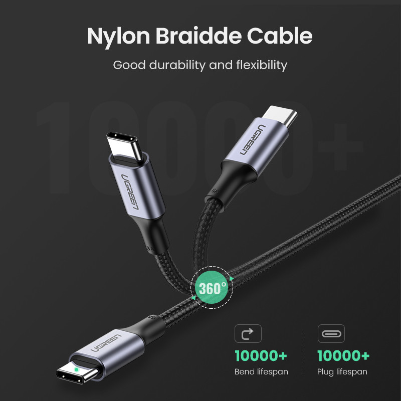 Ugreen kábel USB typu C na USB C pre Samsung Galaxy S9 PD 100W rýchlonabíjací kábel pre Macbook s podporou rýchleho nabíjania Quick Charge 4.0 USB kábel