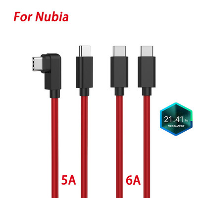 Cablu de încărcare rapidă PD QC 55W 66W 6A pentru Nubia Red Magic 5S 6 6S 6R Z30 Pro 6A Cablu de date pentru jocuri tip C la USB C original