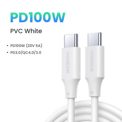 【Új akció】 UGREEN USB-kábel 100W C-típusú C-típusú MacBookhoz Samsung PD100W USB C-típusú gyorstöltő kábel QC4.0 USB C