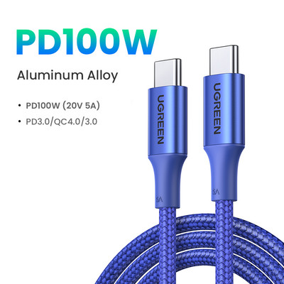 【Új akció】 UGREEN USB-kábel 100W C-típusú C-típusú MacBookhoz Samsung PD100W USB C-típusú gyorstöltő kábel QC4.0 USB C