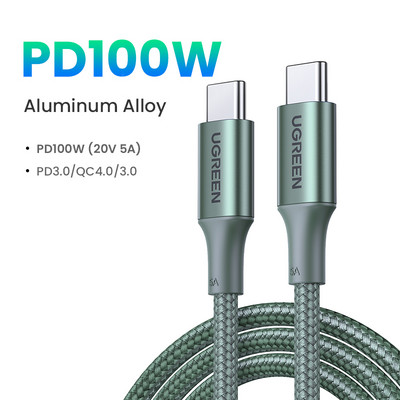 【Új akció】 UGREEN USB-kábel 100W C-típusú C-típusú MacBookhoz Samsung PD100W USB C-típusú gyorstöltő kábel QC4.0 USB C
