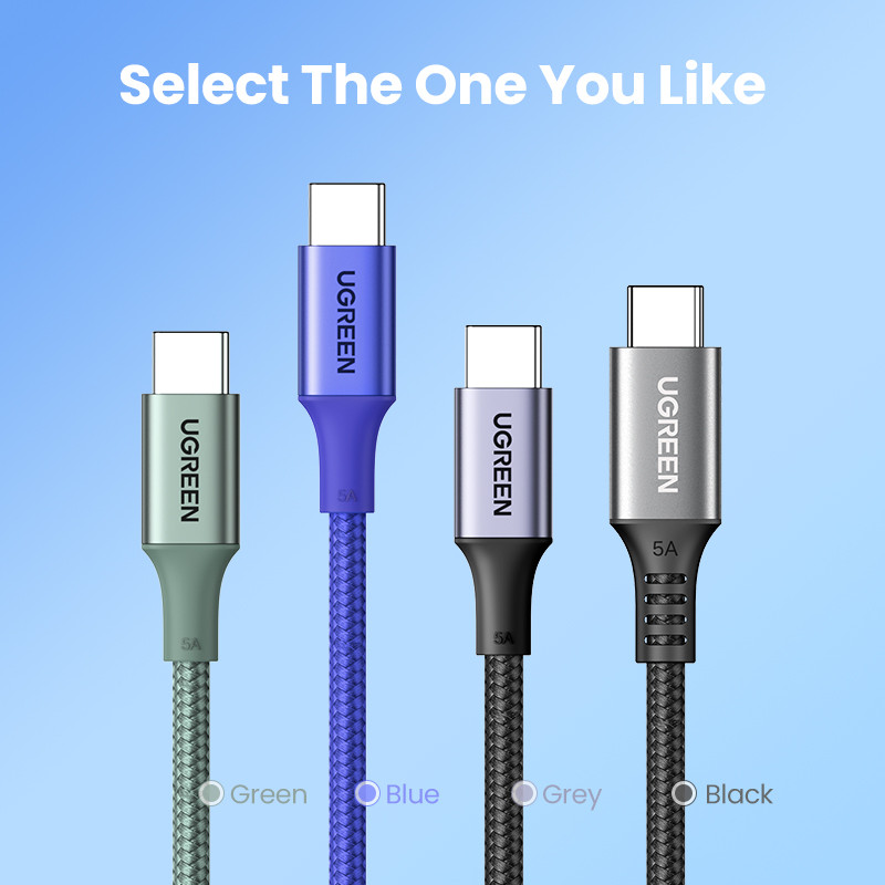 【Új akció】 UGREEN USB-kábel 100W C-típusú C-típusú MacBookhoz Samsung PD100W USB C-típusú gyorstöltő kábel QC4.0 USB C