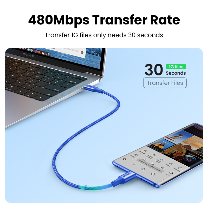 【Új akció】 UGREEN USB-kábel 100W C-típusú C-típusú MacBookhoz Samsung PD100W USB C-típusú gyorstöltő kábel QC4.0 USB C
