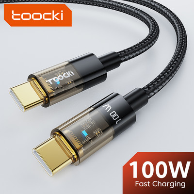 Toocki 100W USB C към USB тип C кабел USBC PD кабел за бързо зареждане на зарядно устройство USB-C кабел тип C за Macbook Samsung Xiaomi POCO