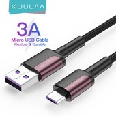 KUULAA Micro USB kábel 3A nejlon gyorstöltő USB adatkábel Samsung Xiaomi LG Tablet Android mobiltelefonhoz USB töltőkábel