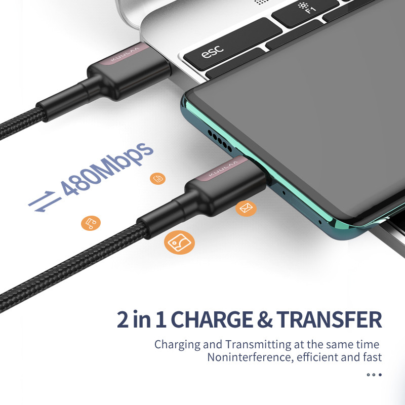 KUULAA Micro USB kábel 3A nejlon gyorstöltő USB adatkábel Samsung Xiaomi LG Tablet Android mobiltelefonhoz USB töltőkábel