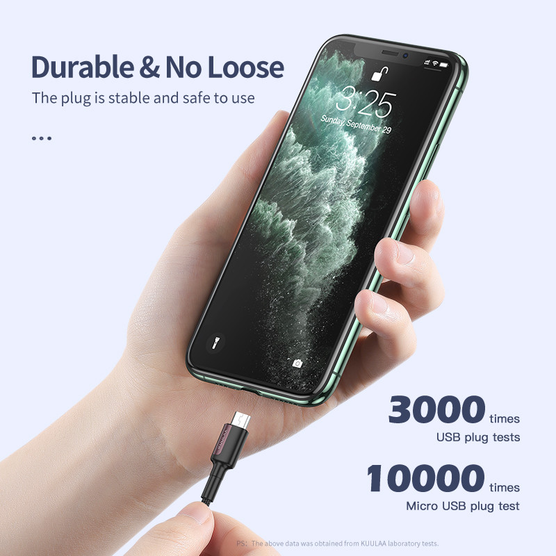 KUULAA Micro USB kábel 3A nejlon gyorstöltő USB adatkábel Samsung Xiaomi LG Tablet Android mobiltelefonhoz USB töltőkábel
