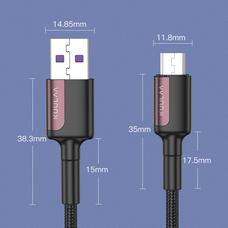 KUULAA Micro USB kábel 3A nejlon gyorstöltő USB adatkábel Samsung Xiaomi LG Tablet Android mobiltelefonhoz USB töltőkábel