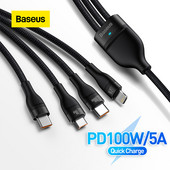 Baseus 3 σε 1 Καλώδιο USB C PD20W 100W QC18W Καλώδιο φορτιστή τηλεφώνου Καλώδιο Micro USB Type C για iPhone 13 12 Samsung Xiaomi HUAWEI