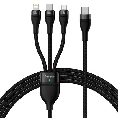 Baseus 3 σε 1 Καλώδιο USB C PD20W 100W QC18W Καλώδιο φορτιστή τηλεφώνου Καλώδιο Micro USB Type C για iPhone 13 12 Samsung Xiaomi HUAWEI