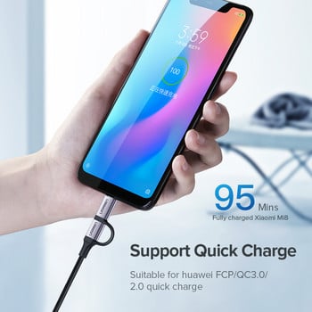 Ugreen USB Type C кабел за Samsung Galaxy S10 S9 2 в 1 Бърз микро USB кабел Кабел за данни за зареждане на мобилен телефон USB кабел за зареждане