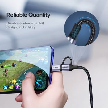 Καλώδιο Ugreen USB Type C για Samsung Galaxy S10 S9 2 σε 1 Γρήγορο καλώδιο Micro USB Καλώδιο φόρτισης δεδομένων Καλώδιο φόρτισης φορητού τηλεφώνου USB