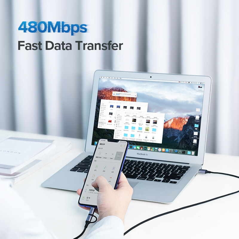 Cablu USB tip C Ugreen pentru Samsung Galaxy S10 S9 2 în 1 Cablu micro USB rapid Cablu de date de încărcare Cablu de încărcare USB pentru telefon mobil