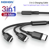 Nohon 3 az 1-ben C típusú USB kábel USB C és C típusú töltőkábel Samsung Huawei Xiaomi 3 az 1-ben Micro USBC kábelhez