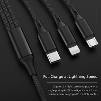 Nohon 3 σε 1 Καλώδιο USB Type C Καλώδιο φόρτισης USB C σε Type C για Samsung Huawei Xiaomi 3in1 Καλώδιο Micro USBC