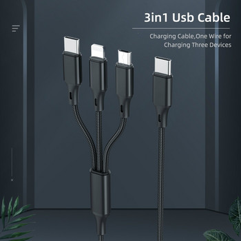 Nohon 3 σε 1 Καλώδιο USB Type C Καλώδιο φόρτισης USB C σε Type C για Samsung Huawei Xiaomi 3in1 Καλώδιο Micro USBC